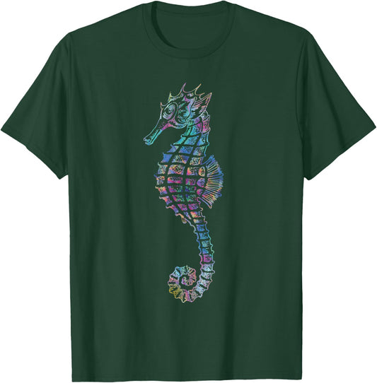 Psychedelic Seahorse Gift Colorful Ocean Trippy Sea Creature T-Shirt - T-Shirt | Forest