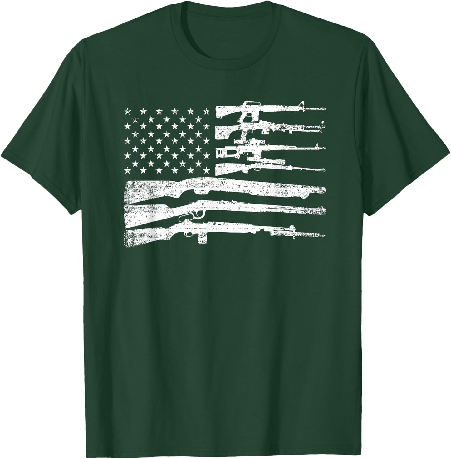 American Flag Guns Vintage 2nd Amendment Pro Gun T-Shirt - T-Shirt | Forest