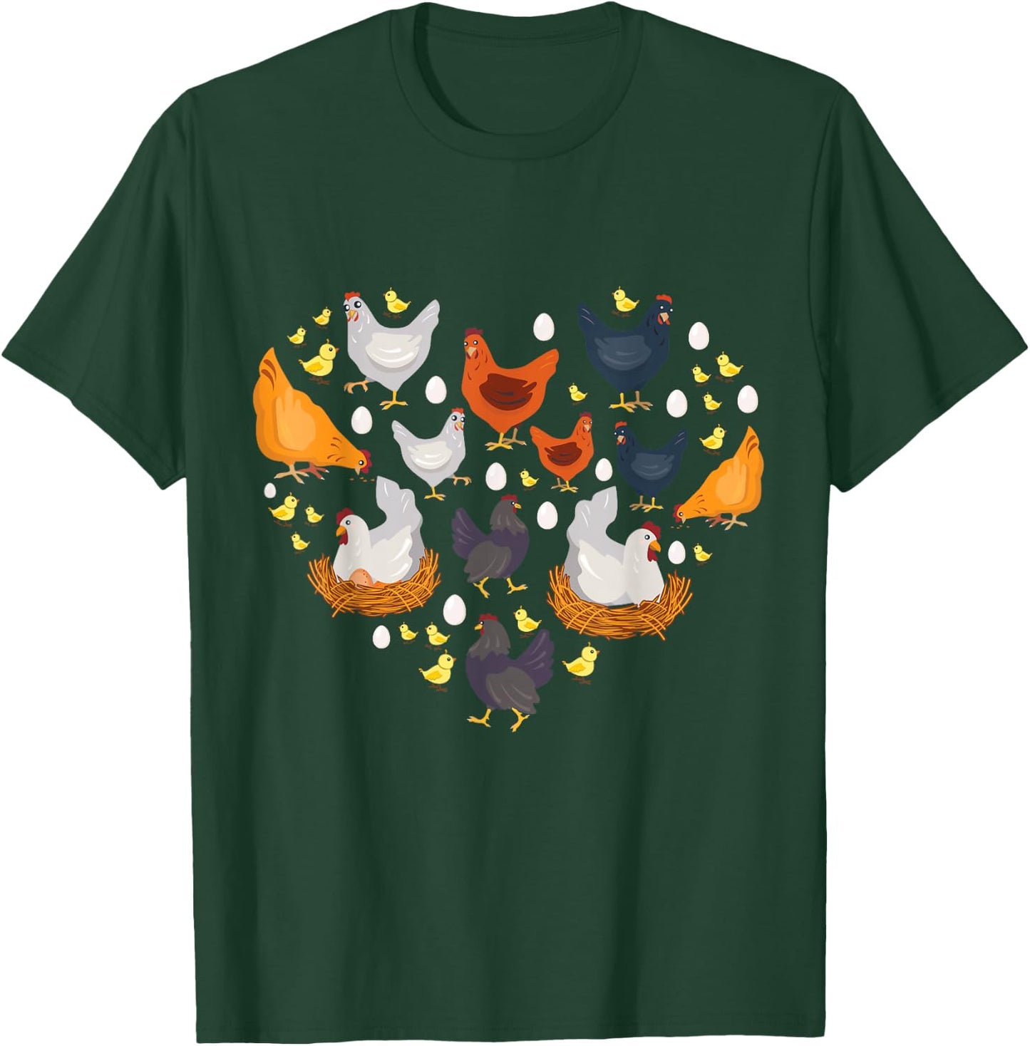 Chickens Heart Love Chicken Lady Women Men Kids Farmer Gift Small T-Shirt - T-Shirt | Forest