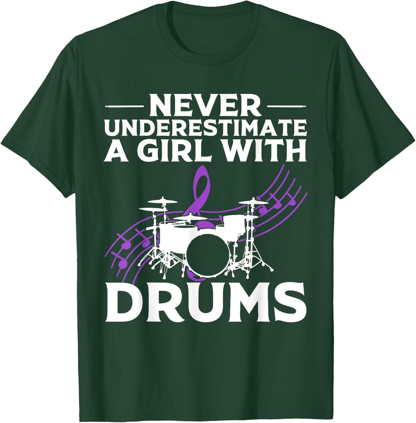 Funny Girl Drummer Gift Cool Rock And Roll Lady T-Shirt - T-Shirt | Forest