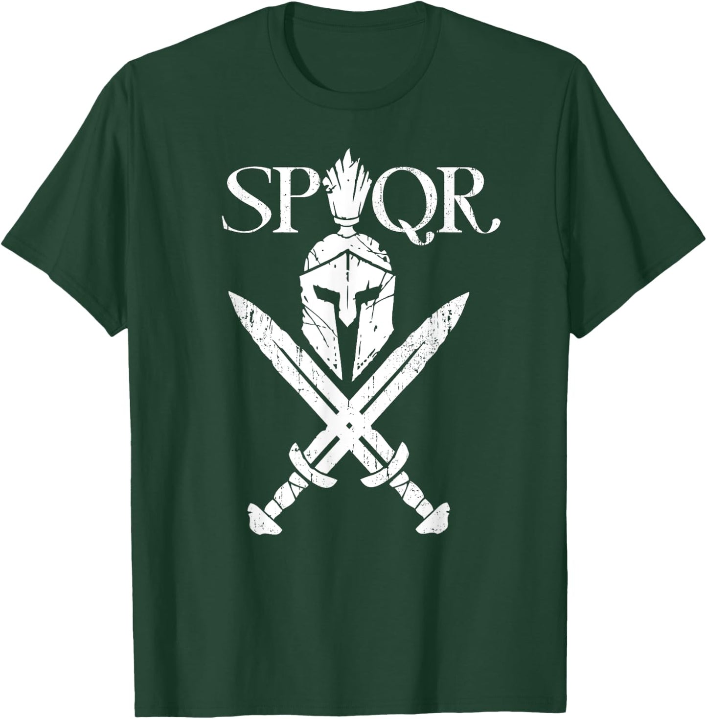 SPQR Roman Legion Soldier Gladiator Warrior Swords Helmet T-Shirt - T-Shirt | Forest