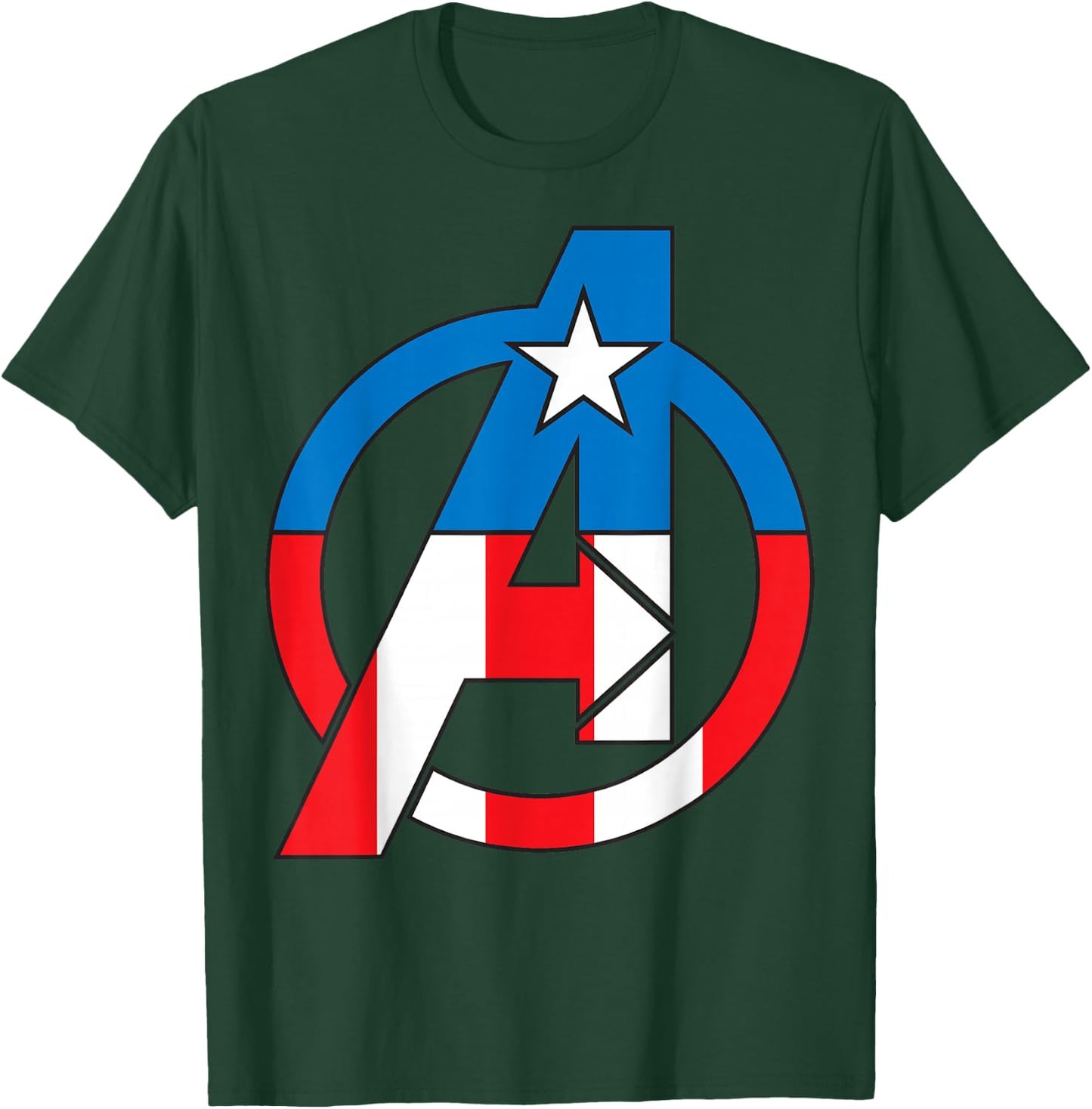 Marvel Avengers Captain America Costume Fill Logo T-Shirt - T-Shirt | Forest
