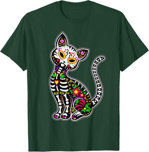 Sugar Skull Cat | Cute Dia De Los Muertos Funny Mexican Gift Women Kids T-Shirt - T-Shirt | Forest