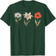 Vintage Flower Drawing Lily Poppy Daisy T-Shirt - T-Shirt | Forest