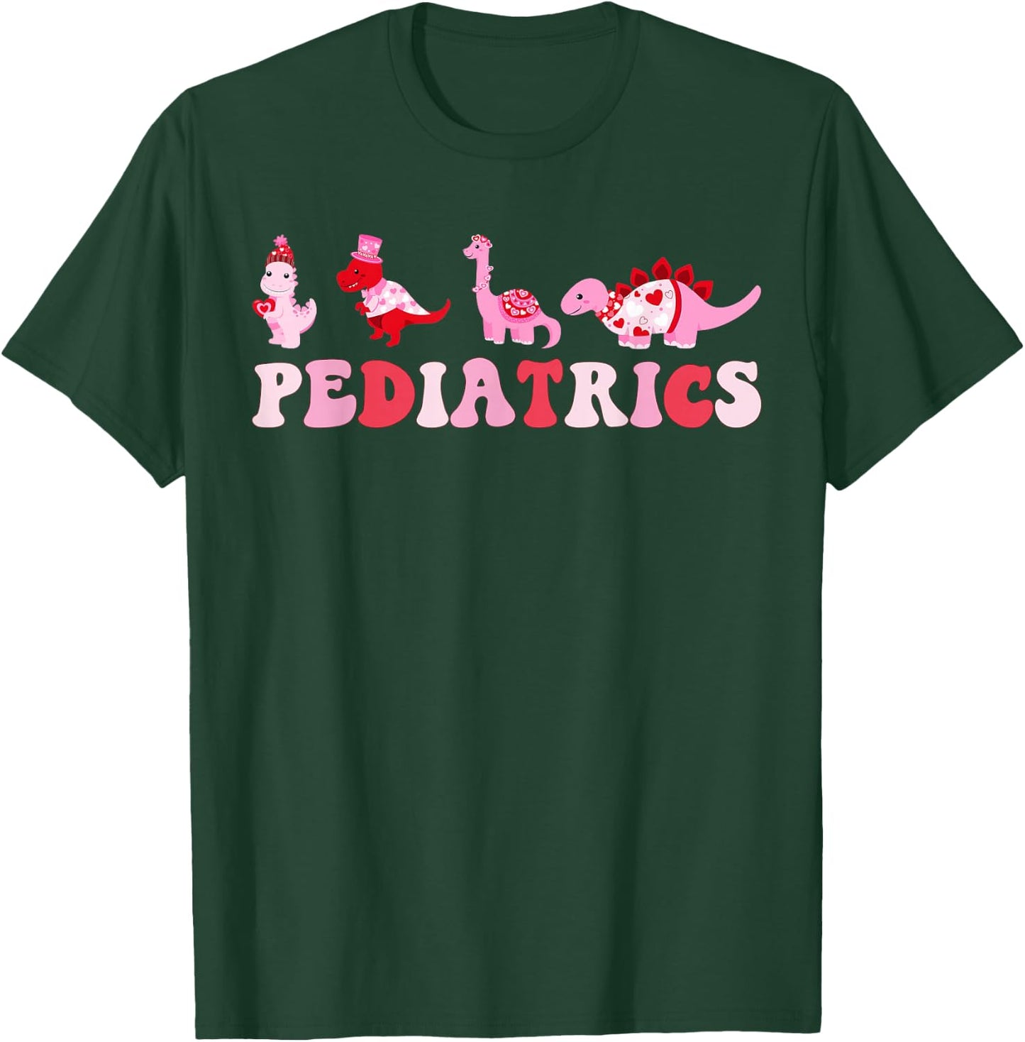 Pediatric Nurse PEDS Nursing Cute Dinosaurs Valentine's Day T-Shirt - T-Shirt | Forest