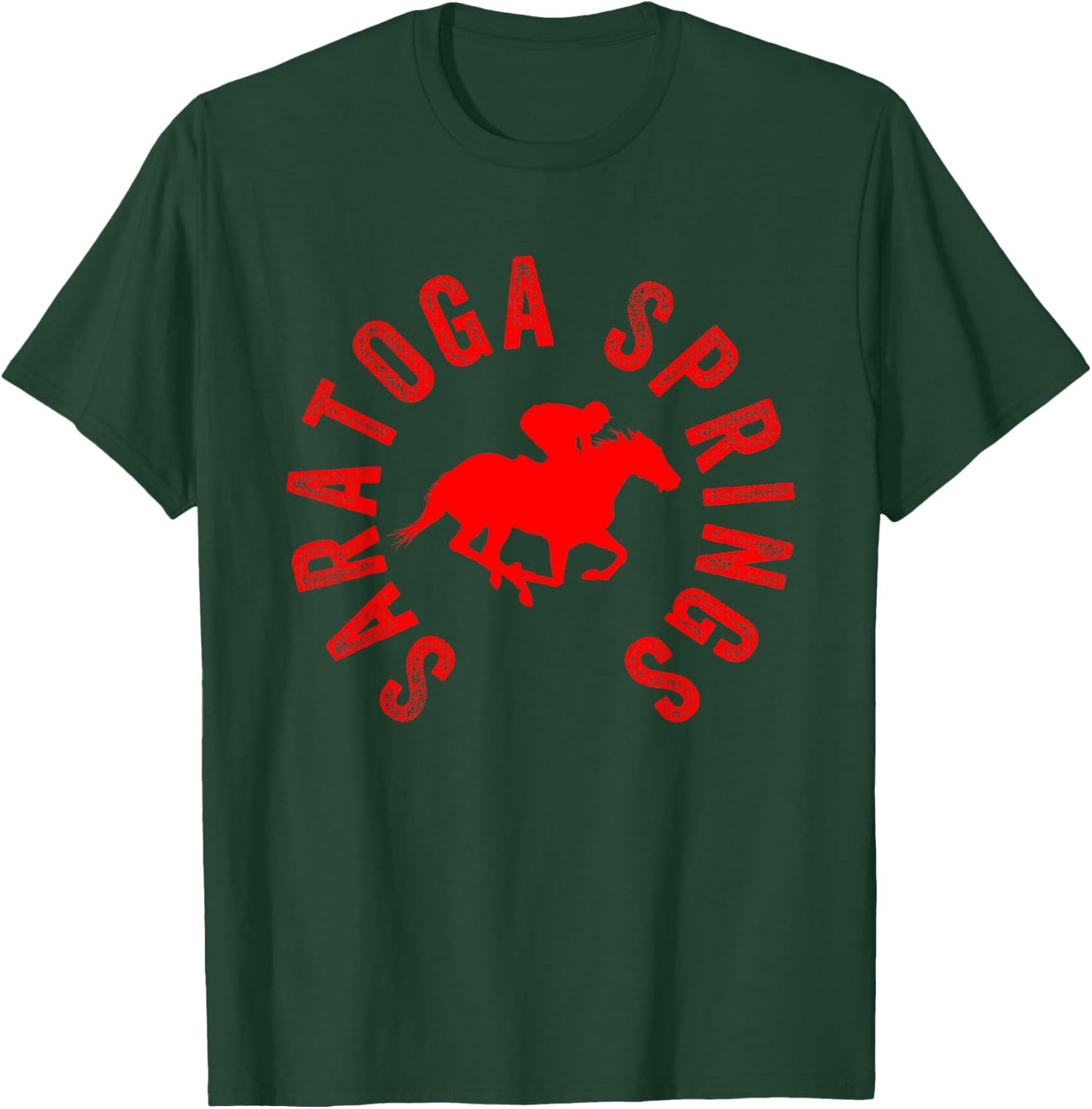 Saratoga Springs New York Horse Racing Jockey T-Shirt - T-Shirt | Forest