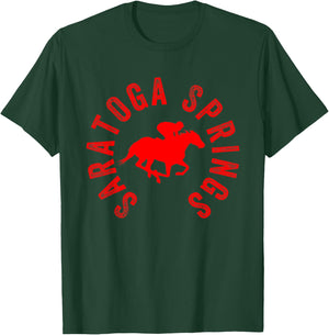 Saratoga Springs New York Horse Racing Jockey T-Shirt - T-Shirt | Forest