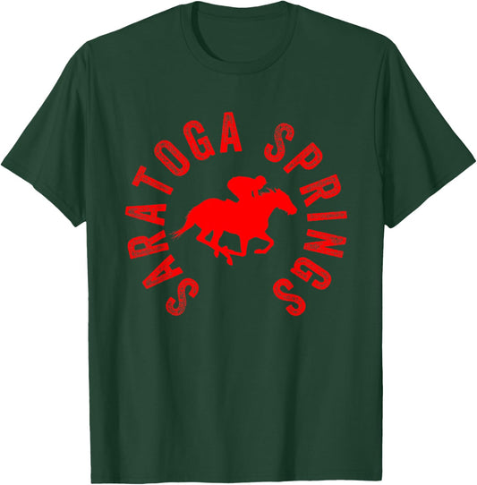 Saratoga Springs New York Horse Racing Jockey T-Shirt - T-Shirt | Forest