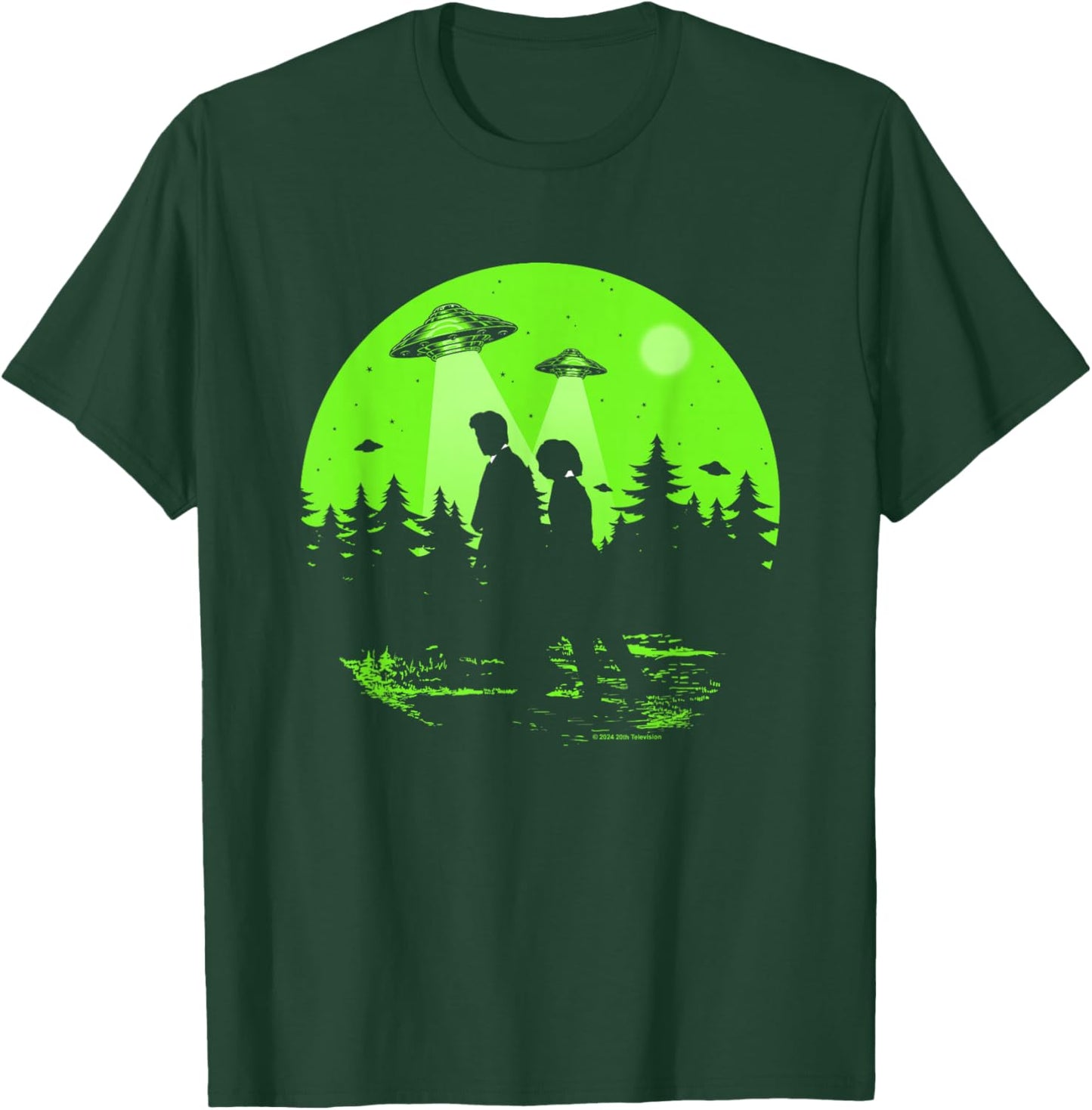 X-Files Mulder & Scully Silhouettes In The Woods T-Shirt - T-Shirt | Forest