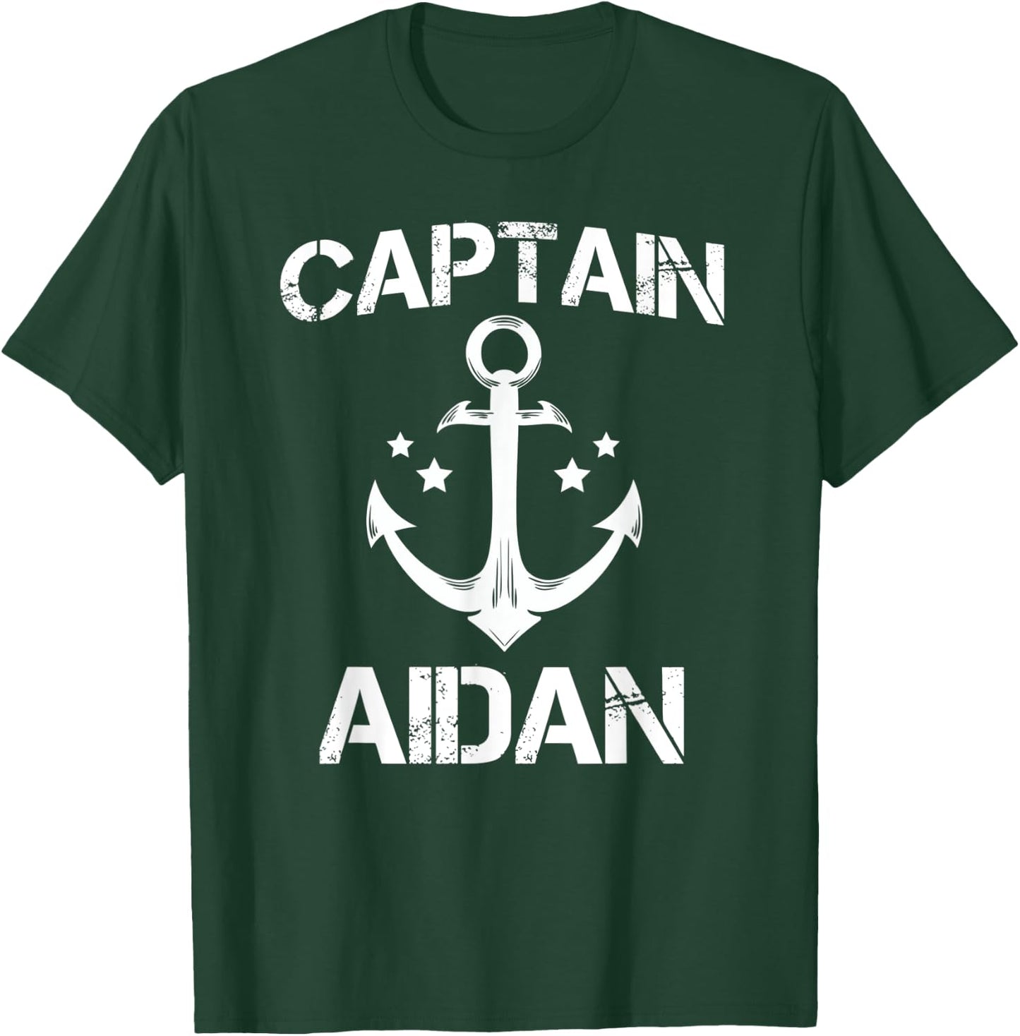 CAPTAIN AIDAN Funny Birthday Personalized Name Boat Gift T-Shirt - T-Shirt | Forest