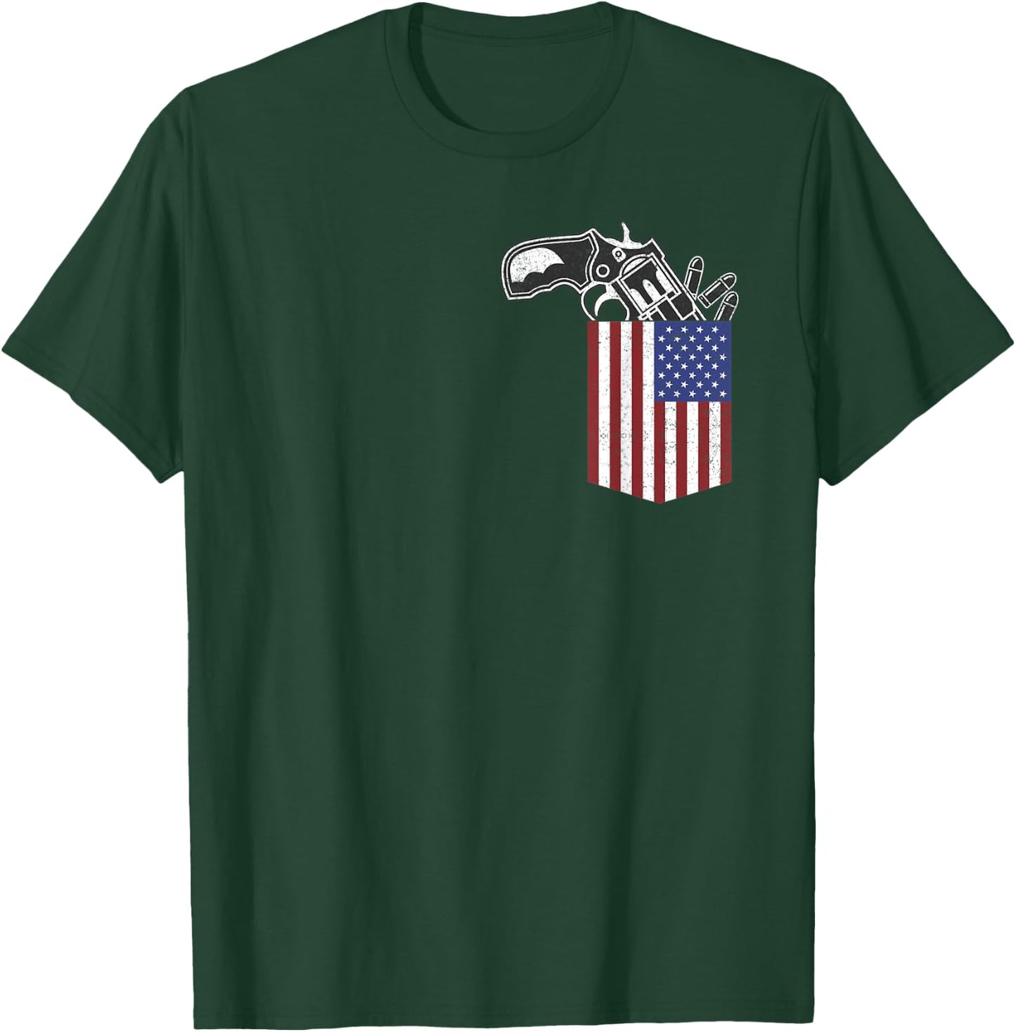 USA Chest Pocket With Gun Pistol Pocket T-Shirt - T-Shirt | Forest