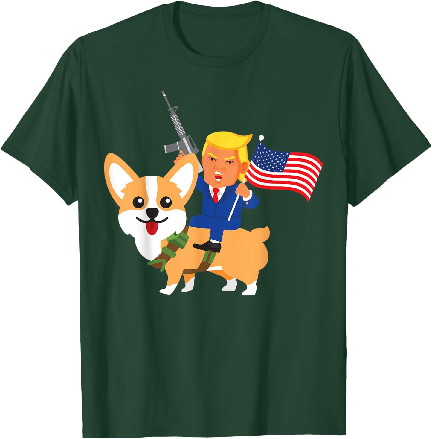 Trump Corgi Gun Merica 2020 Election Donald Dog Mom Gift Women T-Shirt - T-Shirt | Forest