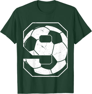 Kids 9th Birthday Boy Soccer Player Football 9 Years Old T-Shirt - T-Shirt | Forest