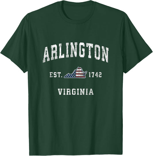 Arlington Virginia VA Vintage American Flag Sports Design Kids Men T-Shirt - T-Shirt | Forest