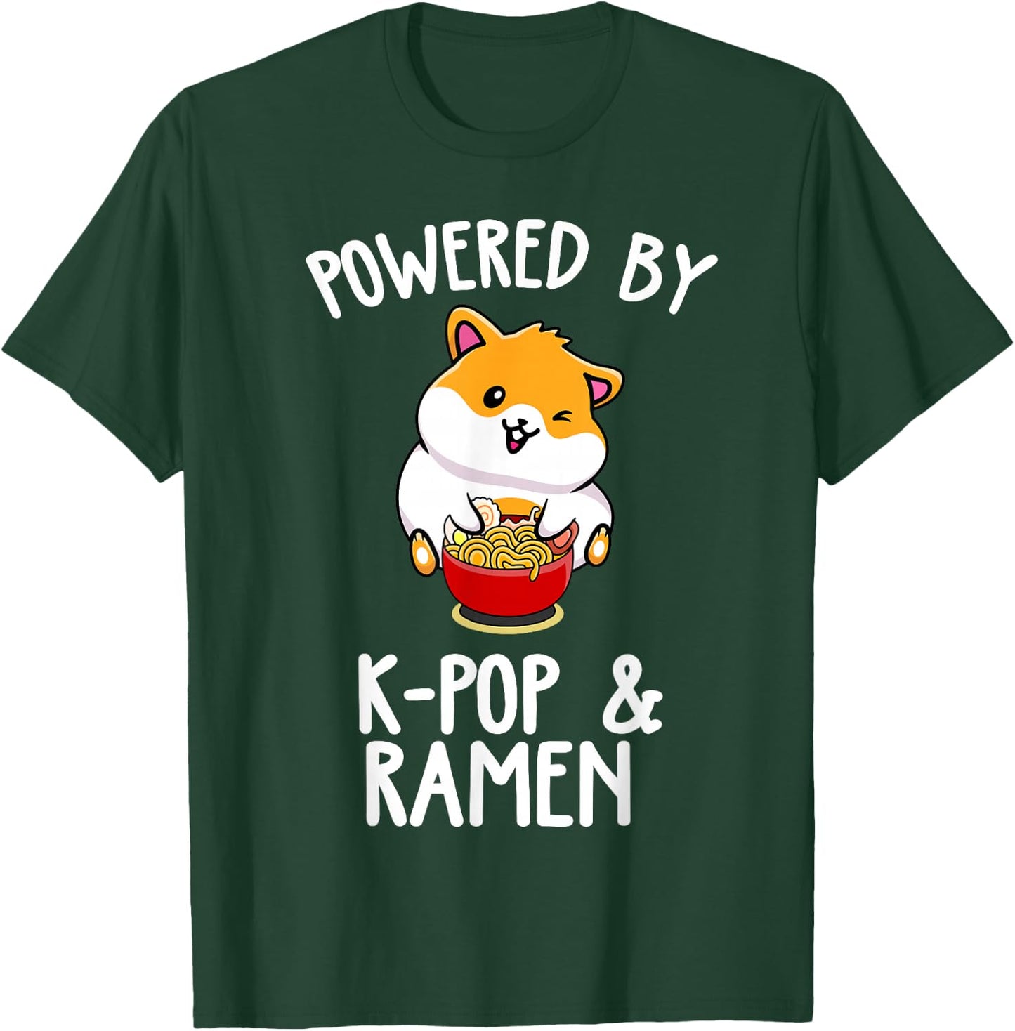 Powered by Anime & Ramen Cute Kpop Music Anime Lover T-Shirt - T-Shirt | Forest