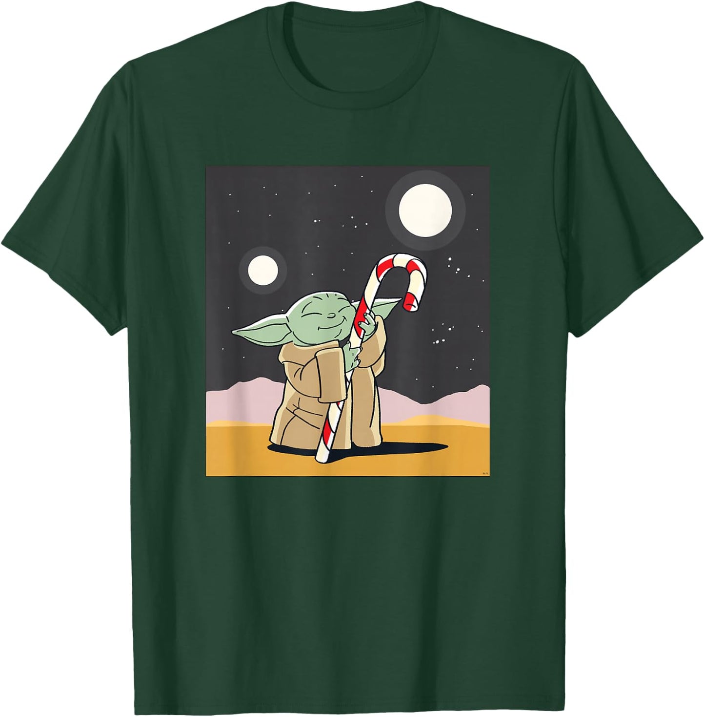 Star Wars The Mandalorian Grogu Christmas Holiday Candy Cane T-Shirt - T-Shirt | Forest