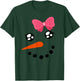 Snow Girl Shirt Snowman Face Carrot Nose Pink Bow T-Shirt - T-Shirt | Forest