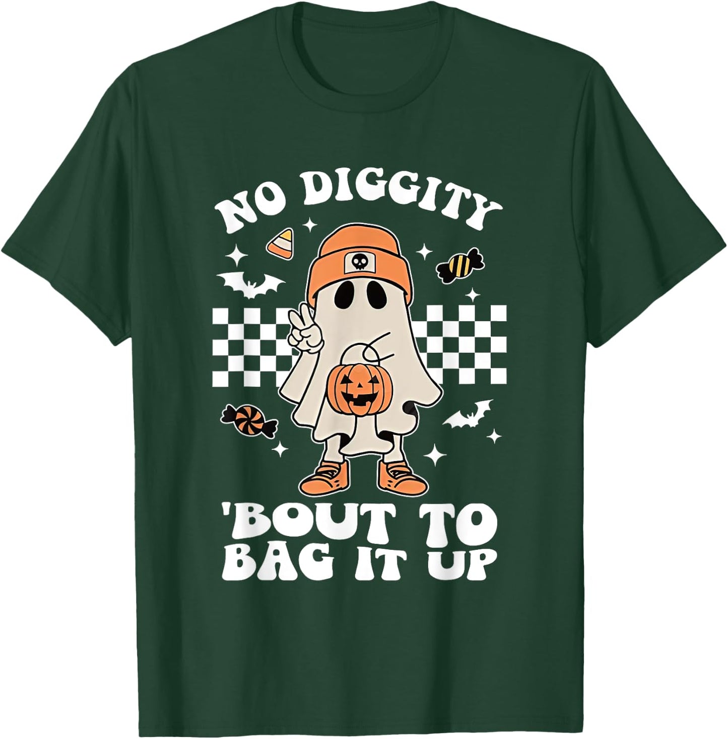 No Diggity Bout To Bag It Up Halloween Spooky Ghost Costume T-Shirt - T-Shirt | Forest