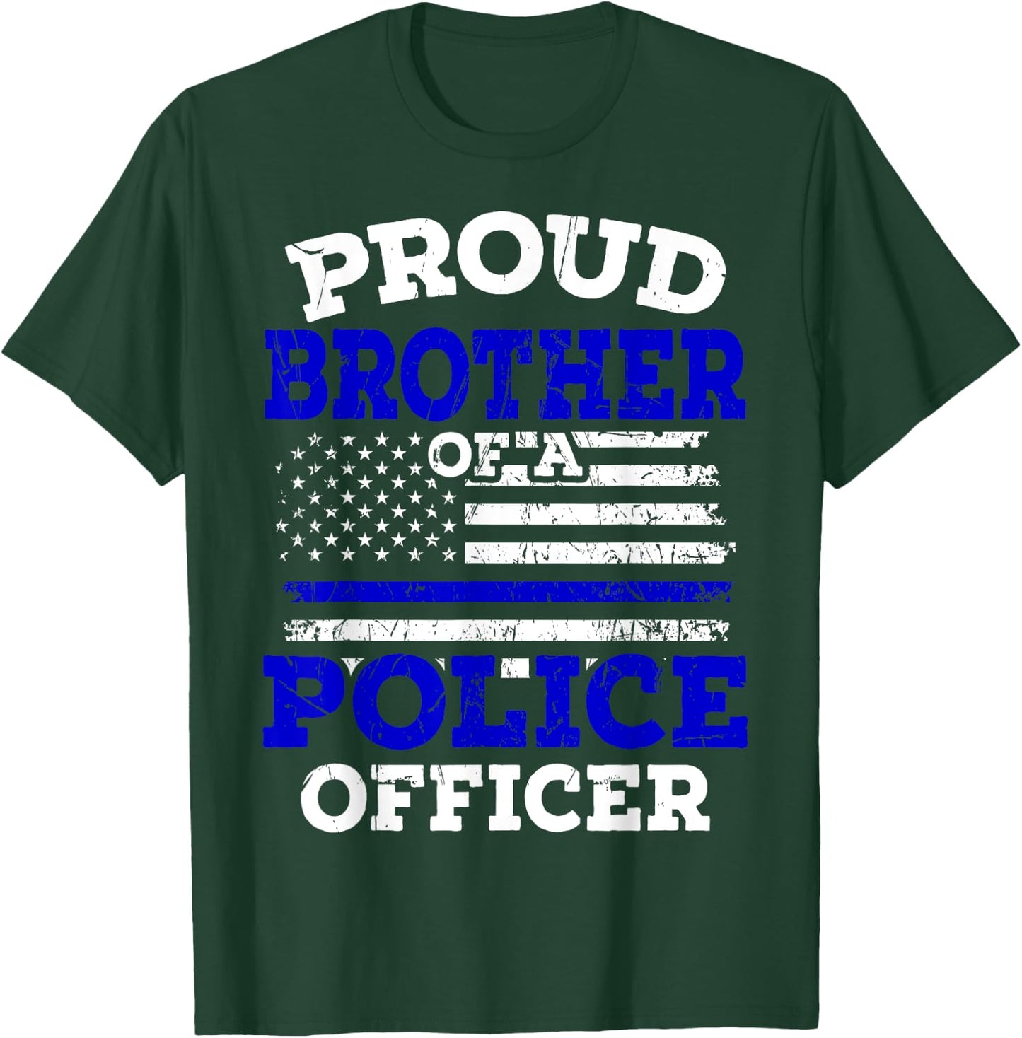 Thin Blue Line USA Flag Policeman Patriotic Police Officer T-Shirt - T-Shirt | Forest