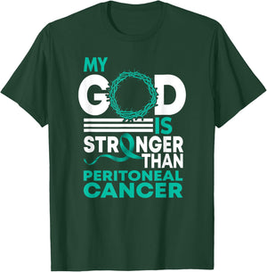 Faith My God Is Stronger Than Peritoneal Cancer Awareness T-Shirt - T-Shirt | Forest
