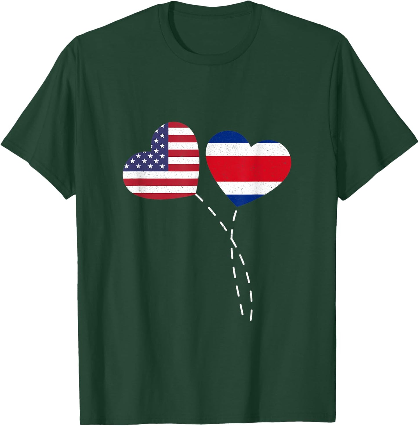 Loving USA Costa Rica Flag Heart Costa Rican Americans Love T-Shirt - T-Shirt | Forest