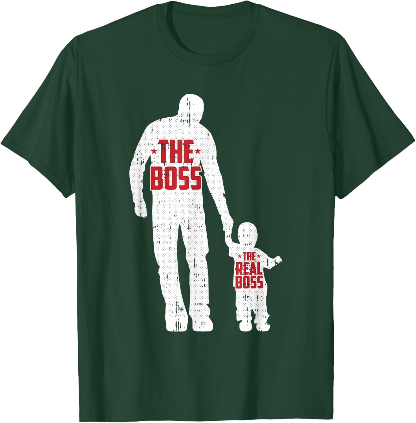 The Boss The Real Boss Fathers Day Dad Son Daughter Matching T-Shirt - T-Shirt | Forest