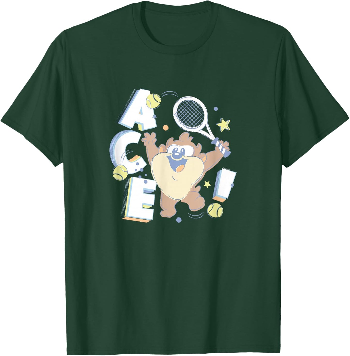Looney Tunes Tasmanian Devil Little Ace Tennis Sports Logo T-Shirt - T-Shirt | Forest