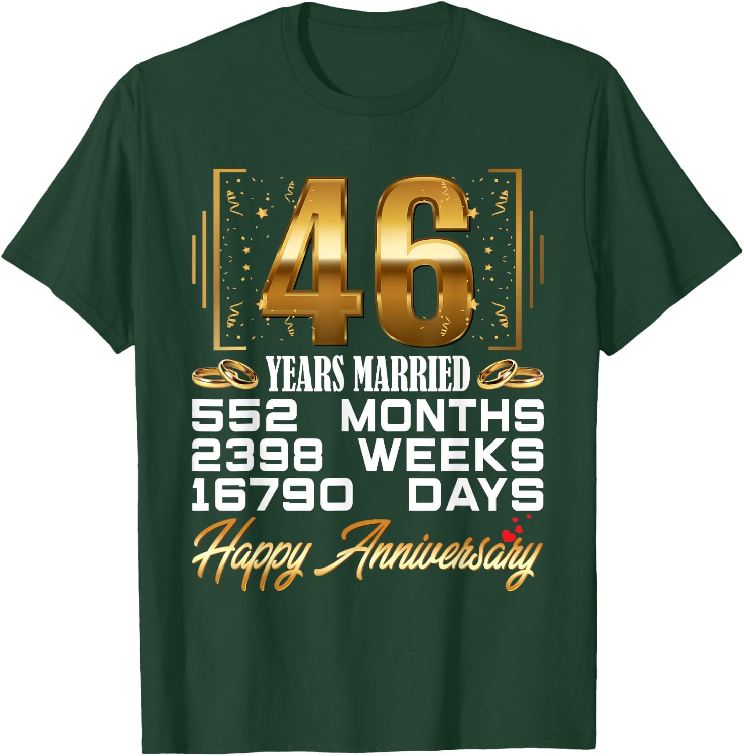 46 Years Married - Funny 46th Wedding Anniversary T-Shirt - T-Shirt | Forest