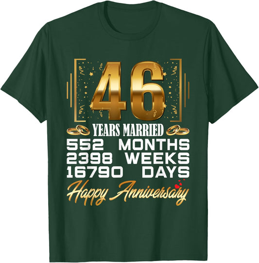 46 Years Married - Funny 46th Wedding Anniversary T-Shirt - T-Shirt | Forest
