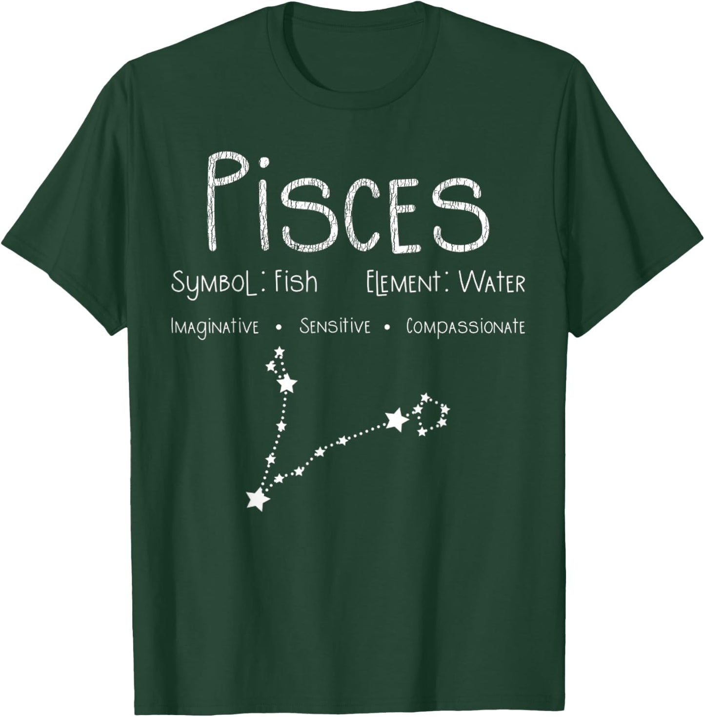 Vintage Distressed Pisces Symbol Zodiac Sign Birthday Gift T-Shirt - T-Shirt | Forest