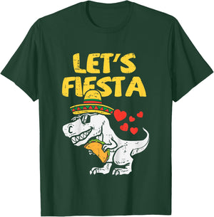 Kids Lets Fiesta Trex Taco Toddler Boys Cinco De Mayo Kids Dino T-Shirt - T-Shirt | Forest
