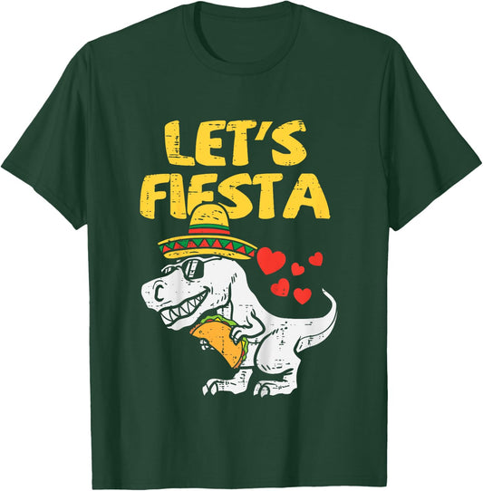 Kids Lets Fiesta Trex Taco Toddler Boys Cinco De Mayo Kids Dino T-Shirt - T-Shirt | Forest