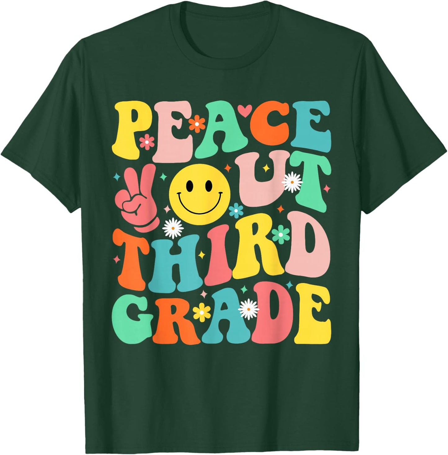 Peace Out Third Grade Groovy 3rd Grade Last day of school T-Shirt - T-Shirt | Forest