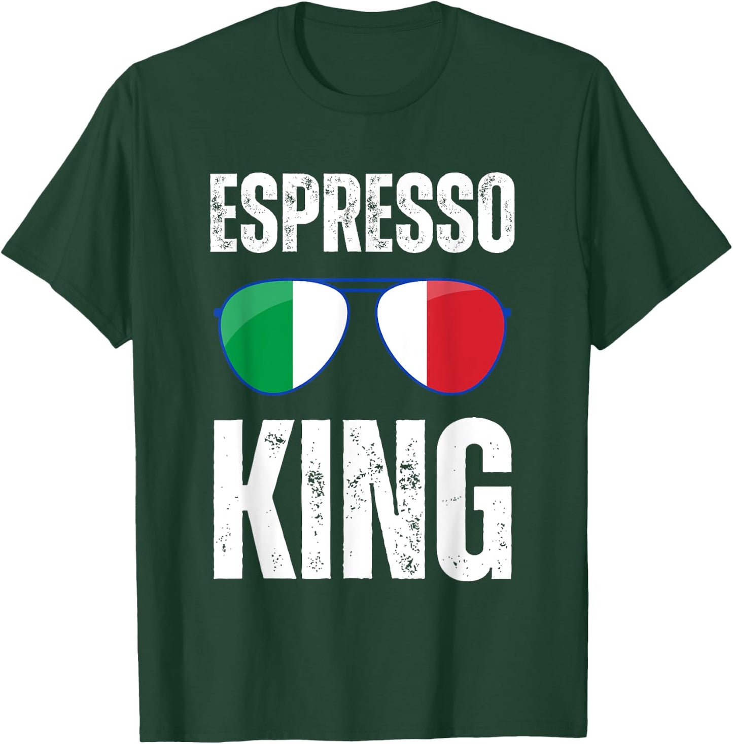 Funny Espresso King Italian Saying Italy Flag Coffee Lover T-Shirt - T-Shirt | Forest