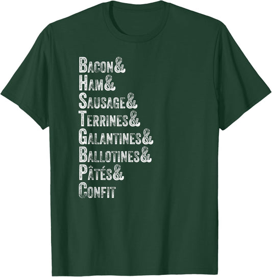 Charcuterie Board Restaurant Foodie Meat List Retro Vintage T-Shirt - T-Shirt | Forest