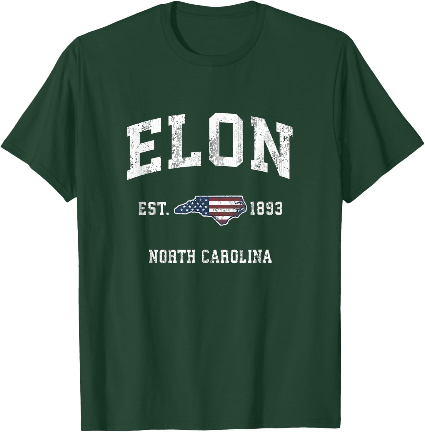 Elon North Carolina NC Vintage American Flag Sports Design T-Shirt - T-Shirt | Forest