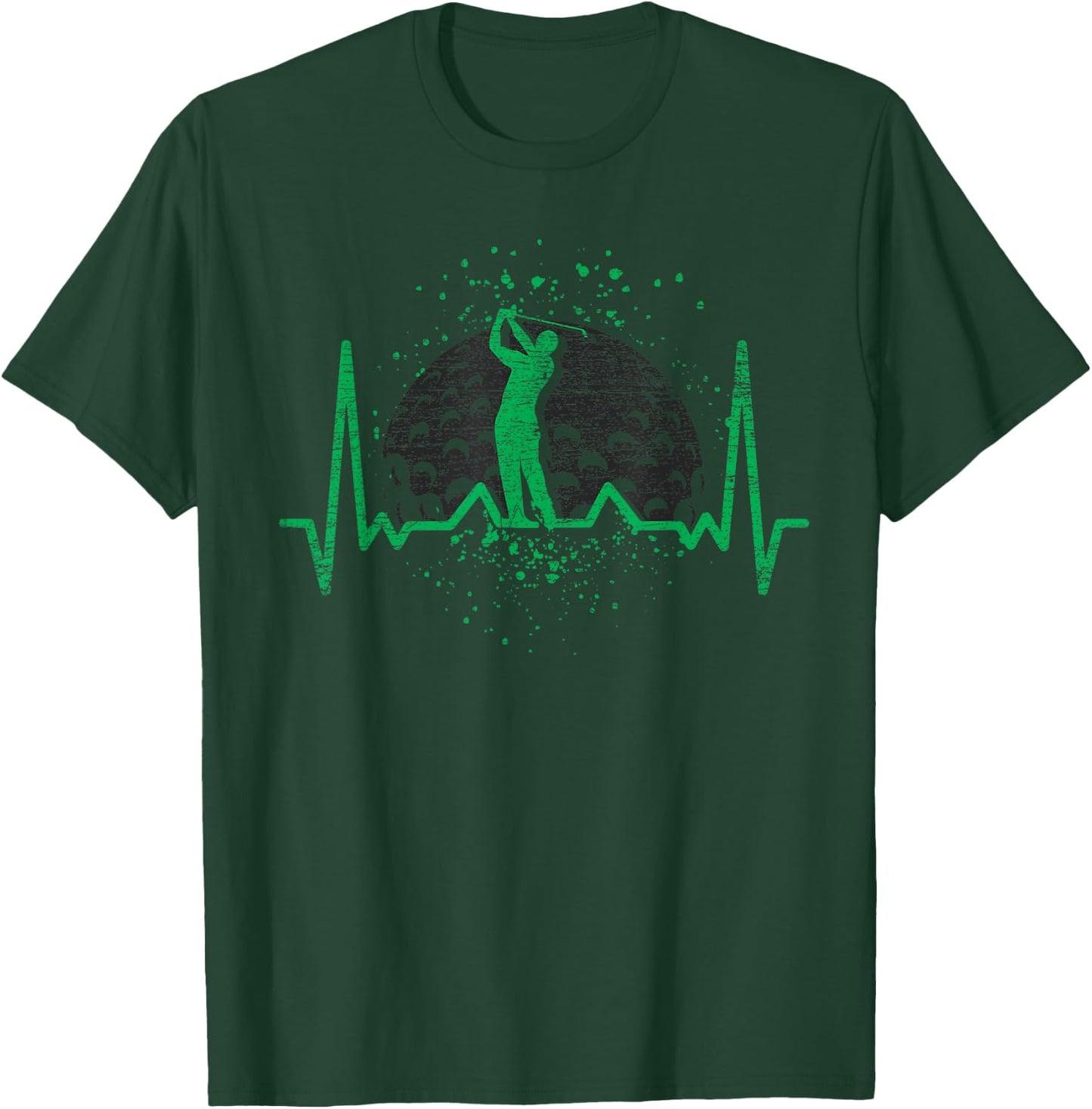 Golf Club Golfing Golf Course Sport Golfer Heartbeat Golf T-Shirt - T-Shirt | Forest