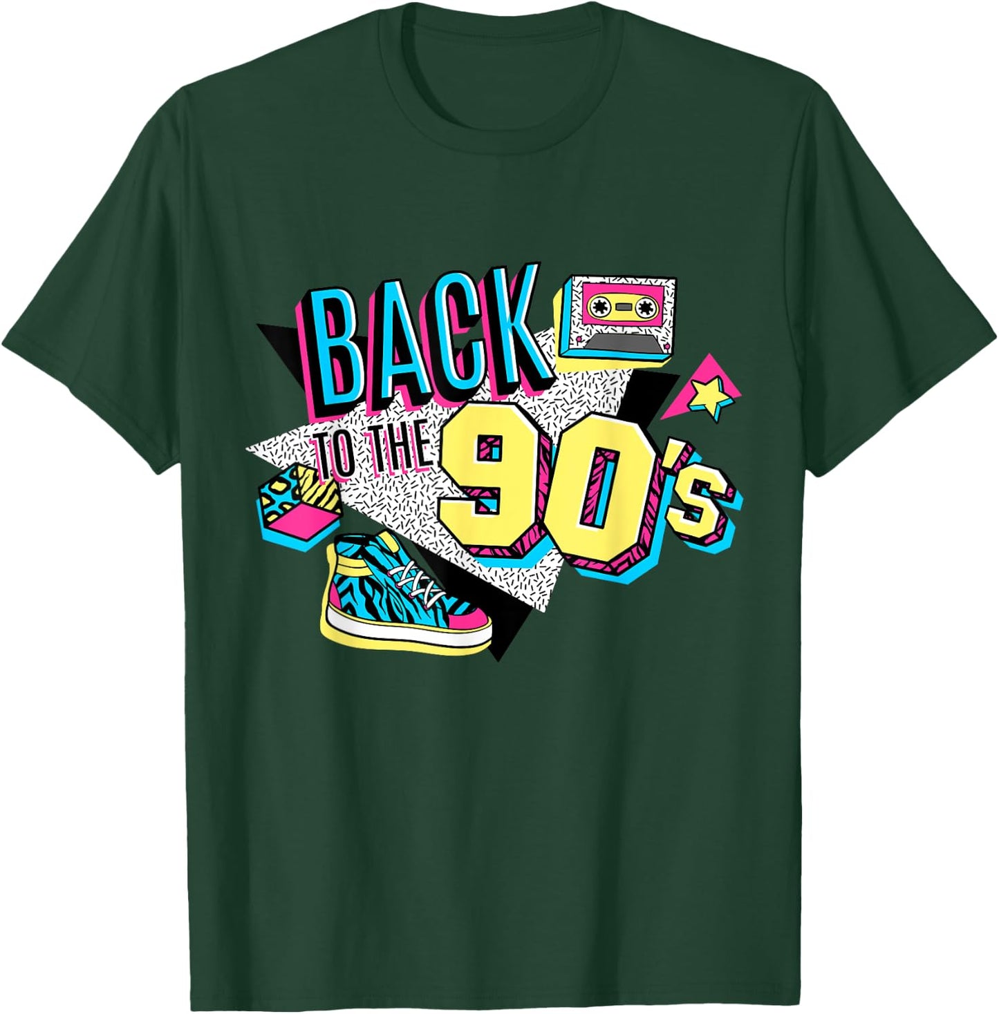 Men's Women's Kids Vintage Retro Back To 90's Graphic Design T-Shirt - T-Shirt | Forest