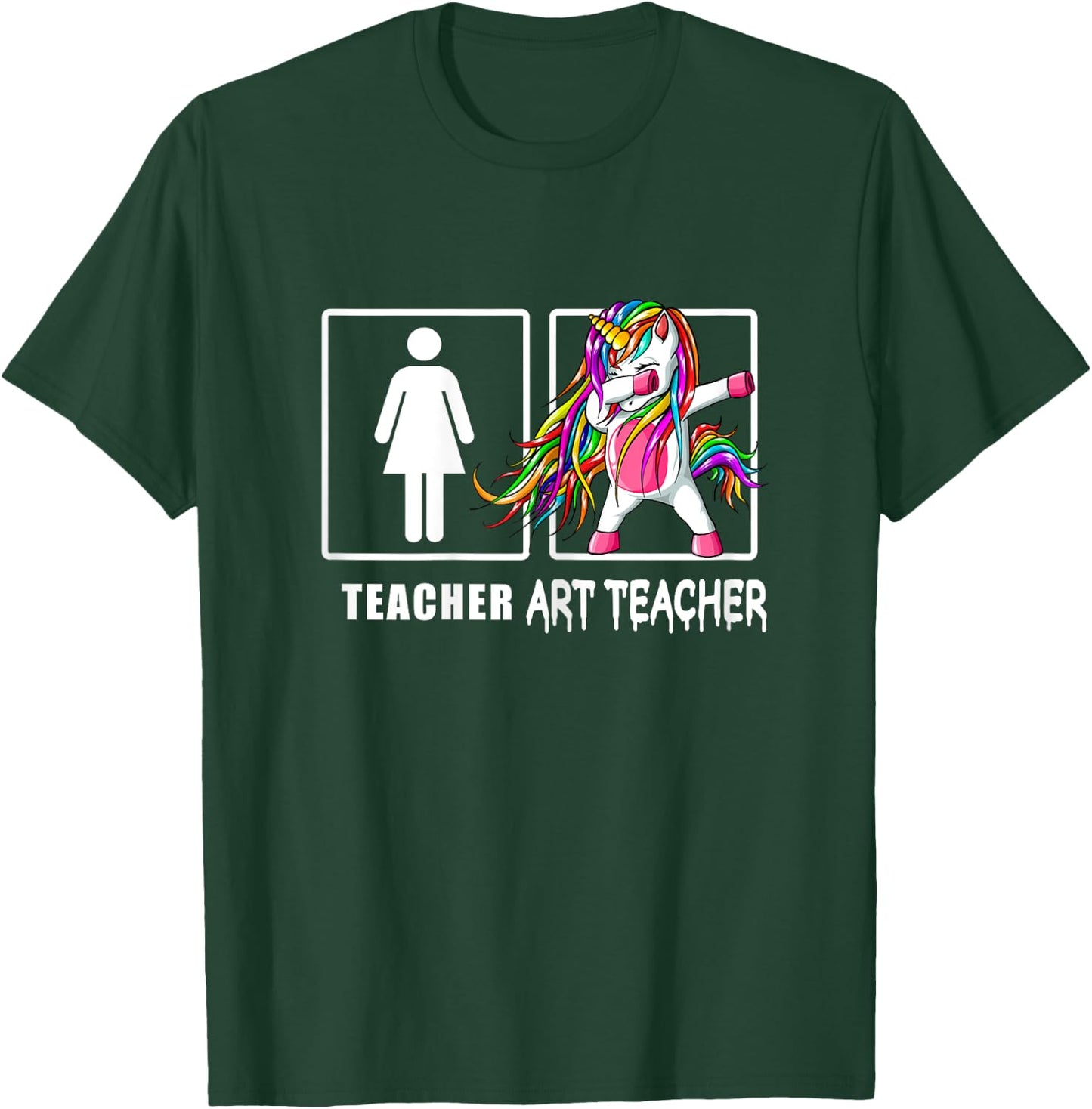 Cute Art Teacher Magical Dabbing Unicorn Gift Funny Artist Women T-Shirt - T-Shirt | Forest