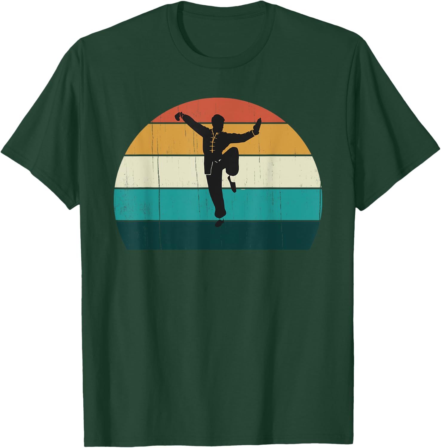 Retro Kung Fu / Kungfu - Vintage Sunset Chinese martial Arts T-Shirt - T-Shirt | Forest