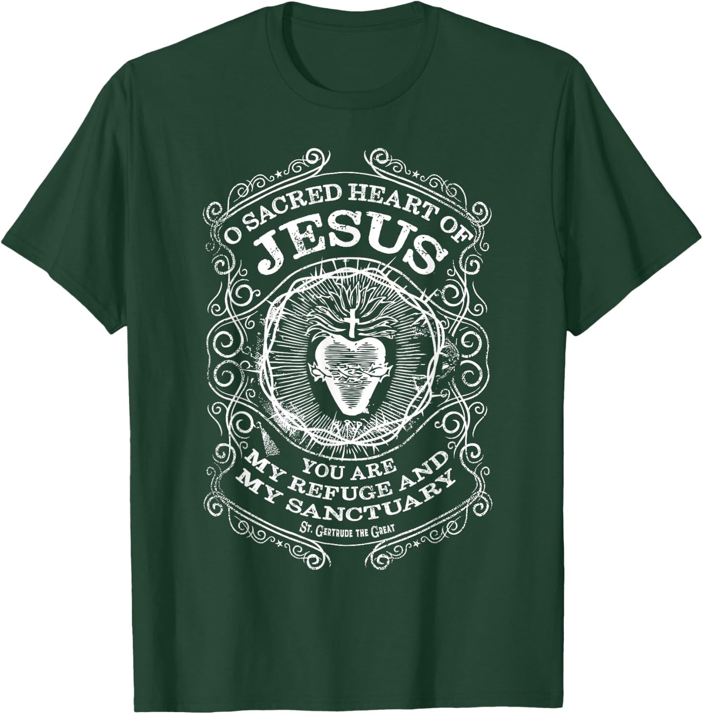 Sacred Heart of Jesus St Gertrude the Great Catholic Saint T-Shirt - T-Shirt | Forest