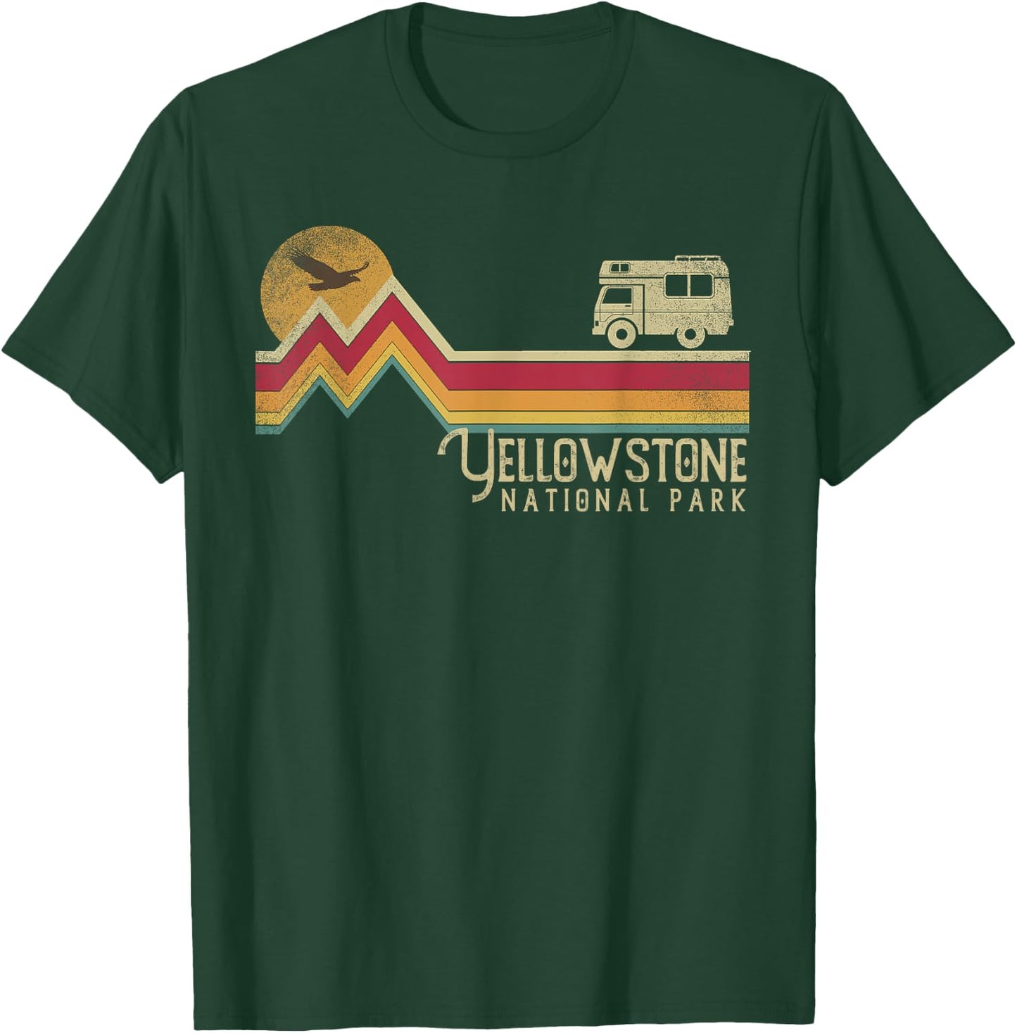 Yellowstone National Park Vintage Style Mountain Camp Retro T-Shirt - T-Shirt | Forest