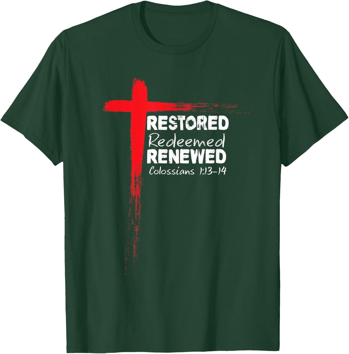 Christian Bible Verse Colossians 1:13-14 Cross T-Shirt - T-Shirt | Forest