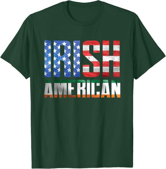 Irish American US Ireland Flag Dual Citizen Pride T-Shirt - T-Shirt | Forest