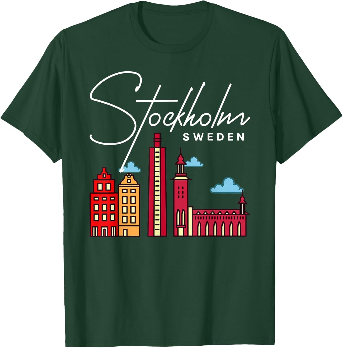 Stockholm Sweden City Skyline Map Travel T-Shirt - T-Shirt | Forest