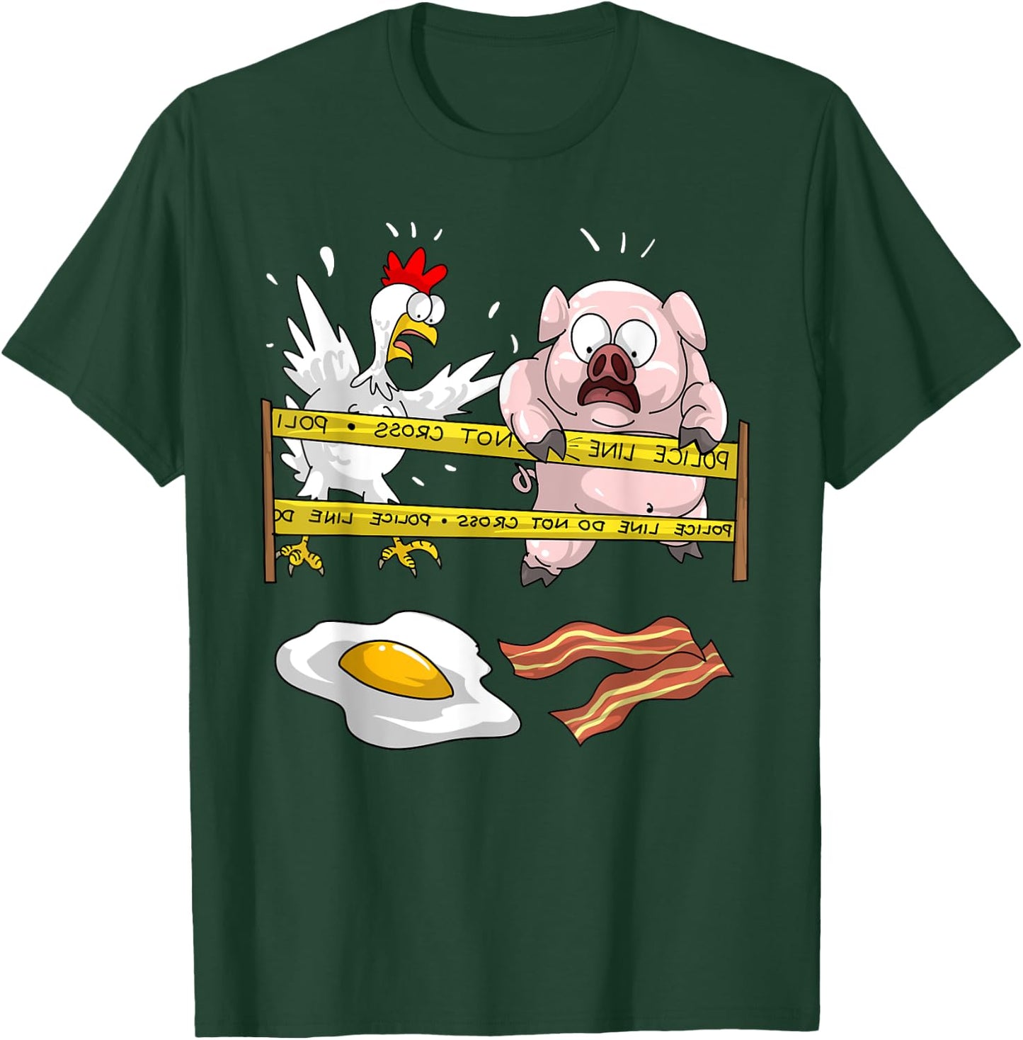 Cute Police Line Do Not Cross | Funny Chicken Pig Eater Gift T-Shirt - T-Shirt | Forest