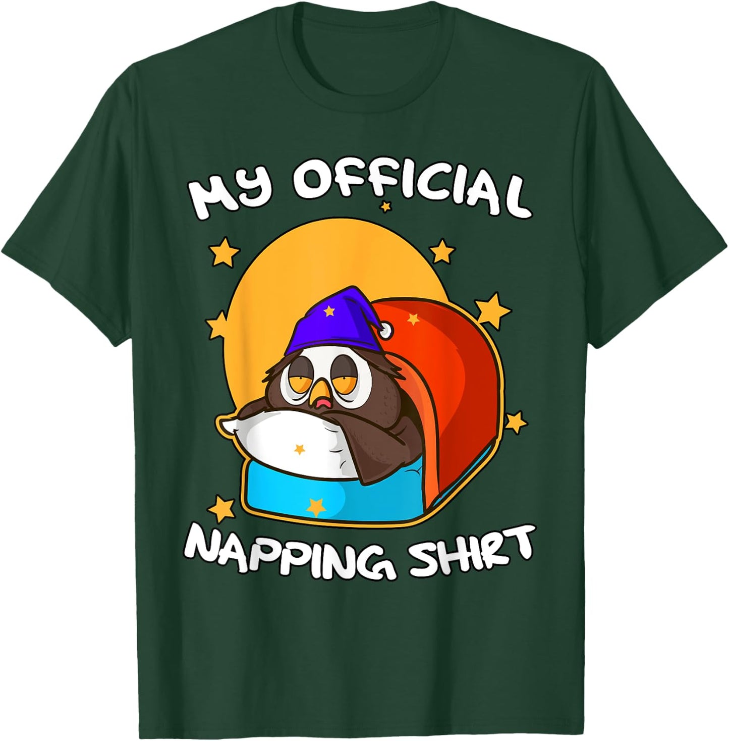 Funny Sleeping Owl Bird Pyjamas Gift Cute Official Napping T-Shirt - T-Shirt | Forest