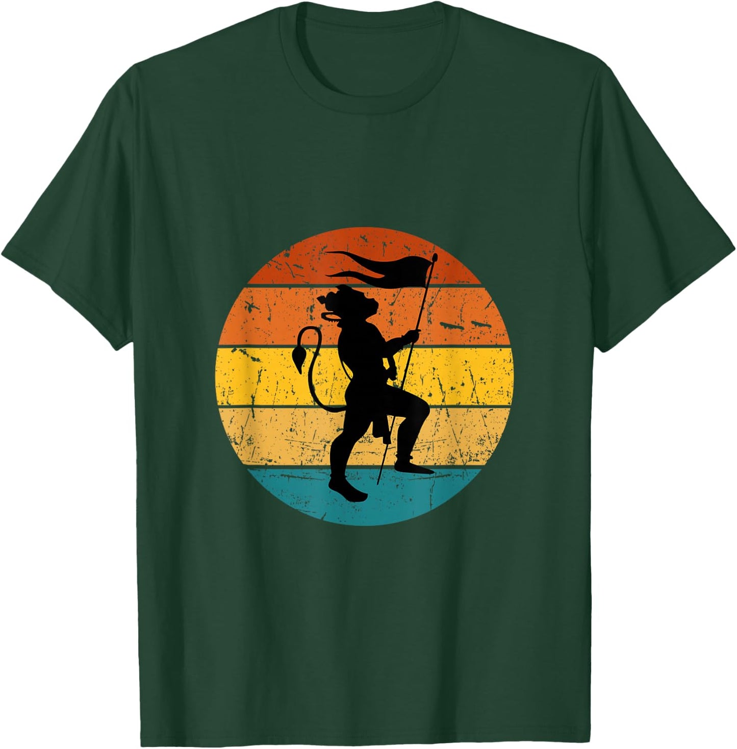 Retro Vintage Hindu God Lord Hanuman Monkey God Men Women , Small, Black T-Shirt - T-Shirt | Forest