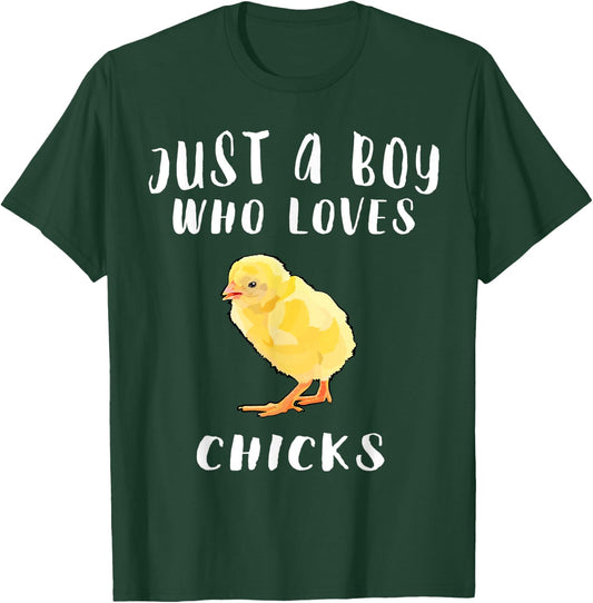 Im Just A Boy Who Loves Chick Farm Animal Lover T-Shirt - T-Shirt | Forest