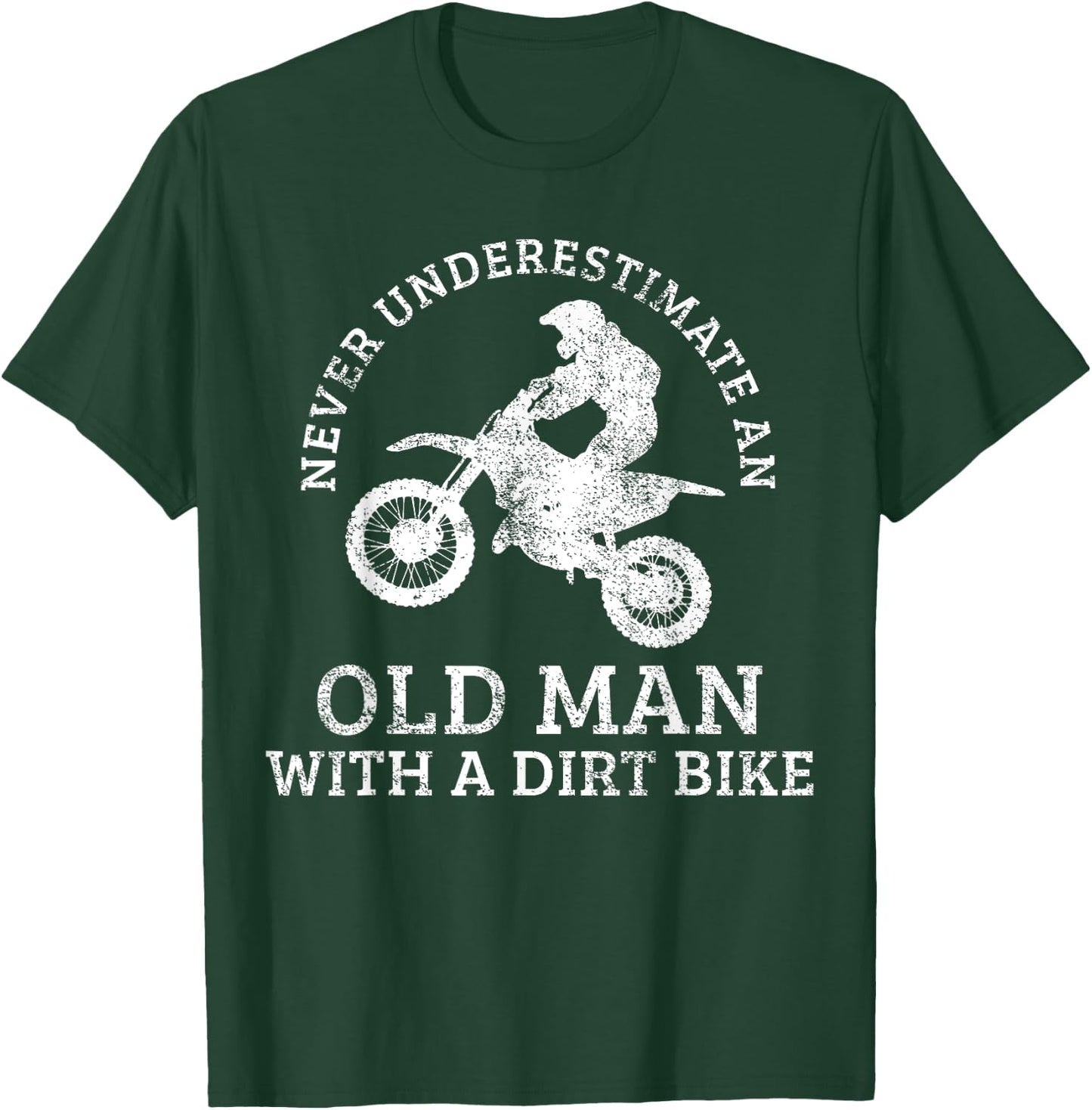 Motocross Dirt Bike Biking Grandpa Old Man Vintage T-Shirt - T-Shirt | Forest